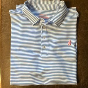 Beautiful johnnie-o light blue and white striped polo.